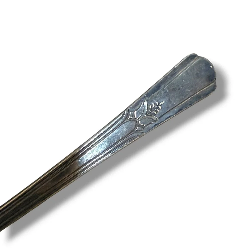 Wm Rogers Mfg Co IS Silverplate Serving Spoon Vintage Floral Art Deco Patina